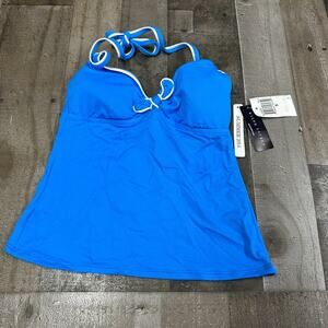 NWT Lauren Ralph LAUREN Sz S Halter Tankini Swim/bathing top suit Blue White